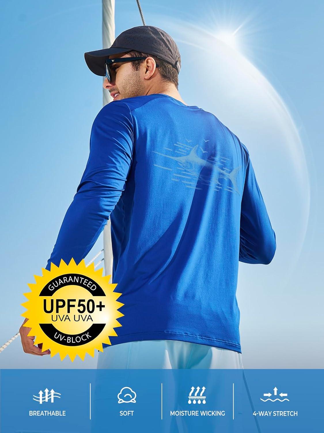 imageNORTHYARD Mens Sun Protection Shirts Long Sleeve Swim Beach Rash Guard SPF UV UPF 50 Fishing TShirt Quick Dry LightweightRoyalblue