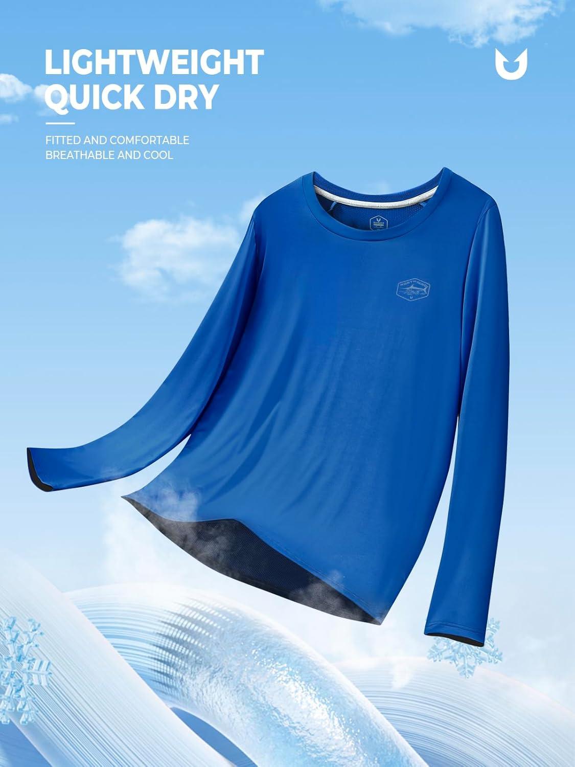 imageNORTHYARD Mens Sun Protection Shirts Long Sleeve Swim Beach Rash Guard SPF UV UPF 50 Fishing TShirt Quick Dry LightweightRoyalblue