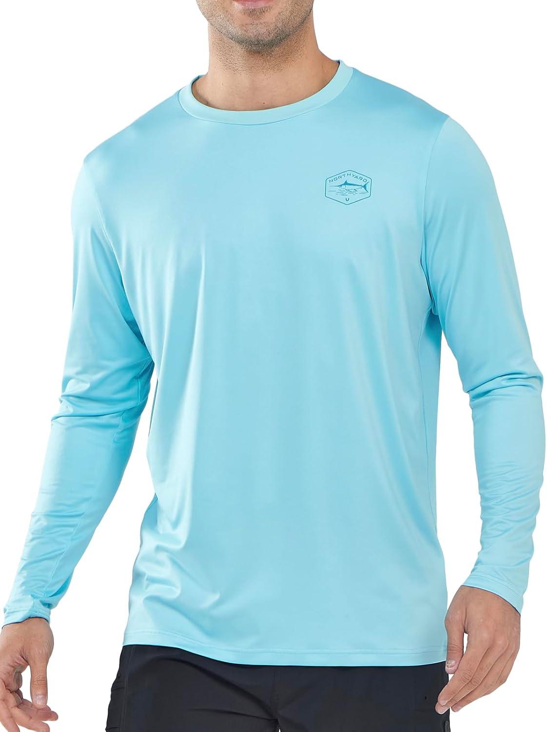 imageNORTHYARD Mens Sun Protection Shirts Long Sleeve Swim Beach Rash Guard SPF UV UPF 50 Fishing TShirt Quick Dry LightweightSkyblue