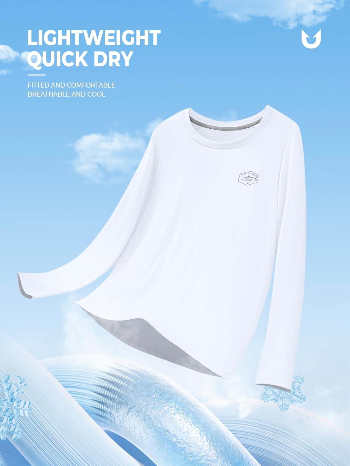 imageNORTHYARD Mens Sun Protection Shirts Long Sleeve Swim Beach Rash Guard SPF UV UPF 50 Fishing TShirt Quick Dry LightweightWhite