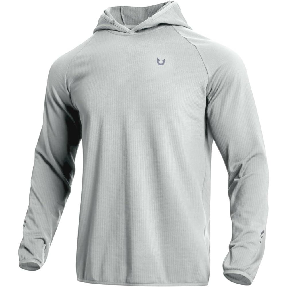 imageNORTHYARD Mens Athletic Hoodie Shirts Lightweight Fleece Workout Hooded Sweatshirts Long Sleeve Thermal Running Gym PulloverLightgrey