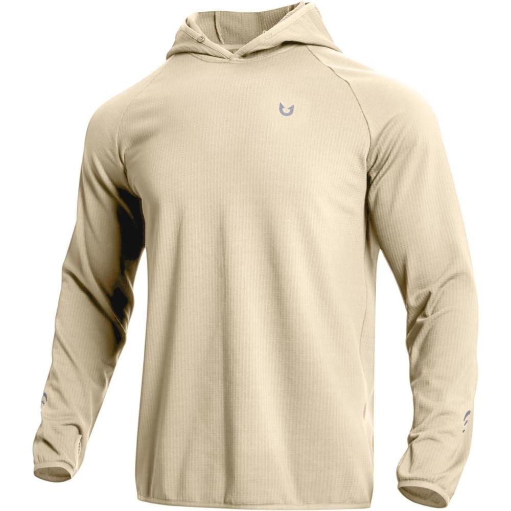 imageNORTHYARD Mens Athletic Hoodie Shirts Lightweight Fleece Workout Hooded Sweatshirts Long Sleeve Thermal Running Gym PulloverLightkhaki