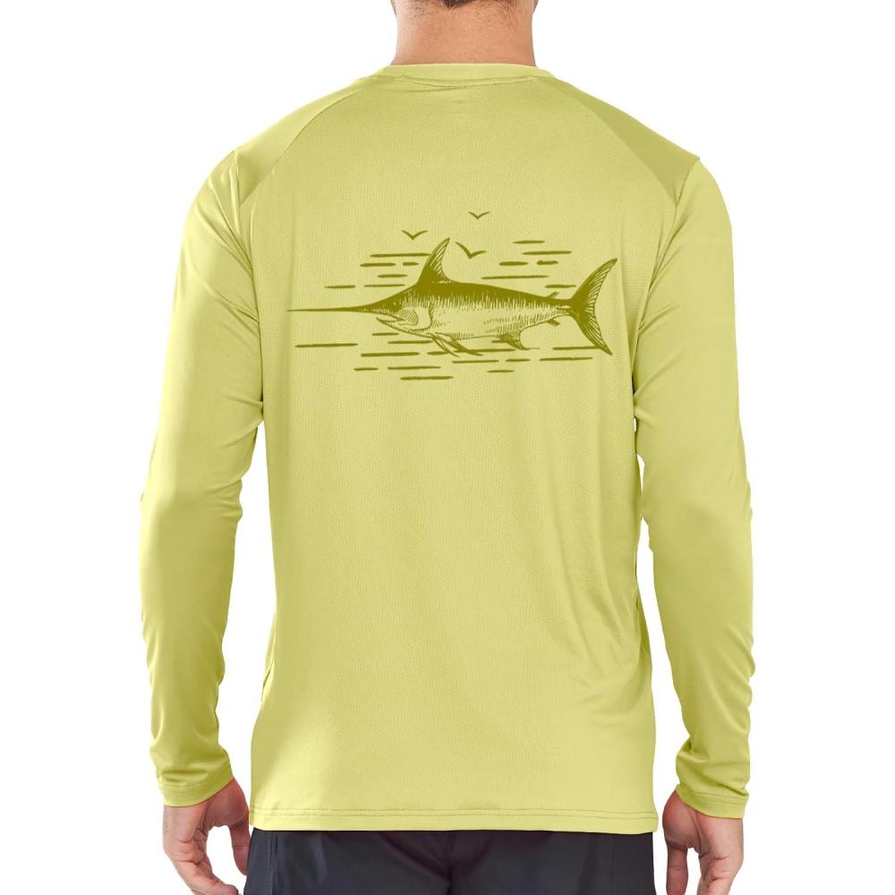 imageNORTHYARD Mens Sun Protection Shirts Long Sleeve Swim Beach Rash Guard SPF UV UPF 50 Fishing TShirt Quick Dry LightweightLemonyellow