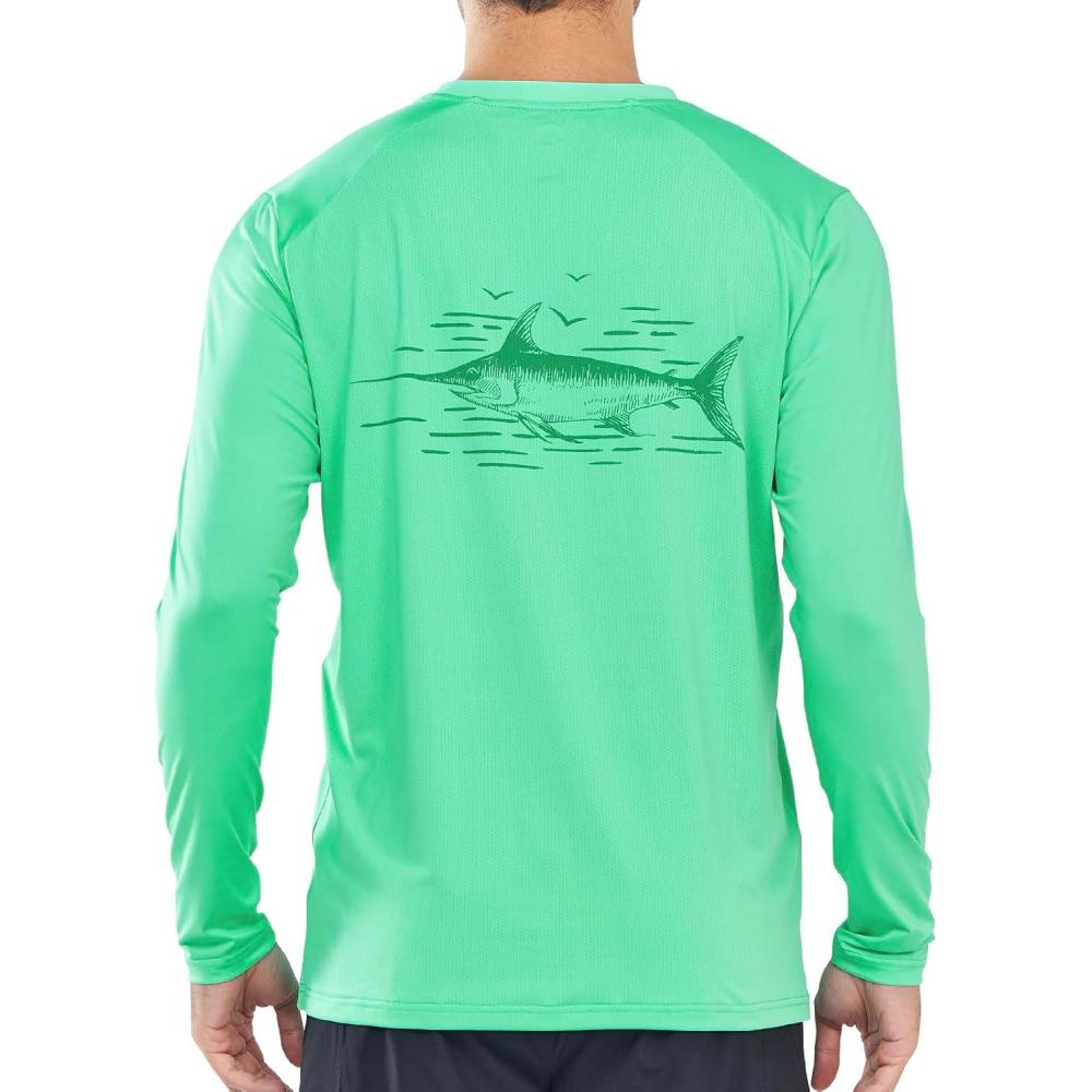 imageNORTHYARD Mens Sun Protection Shirts Long Sleeve Swim Beach Rash Guard SPF UV UPF 50 Fishing TShirt Quick Dry LightweightMintgreen