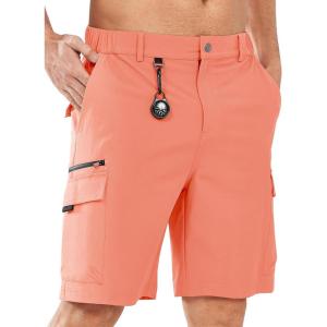 imageNORTHYARD Mens Cargo Hiking Shorts 9quot Lightweight Outdoor Tactical Work Camping Sport Golf Casual Travel Fishing MultipocketPinkorange