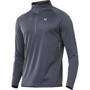 imageNORTHYARD Quarter Zip Pullover Men Running Shirt Long Sleeve Moisture Wicking Quick Dry Athletic Workout ShirtsDarkgrey