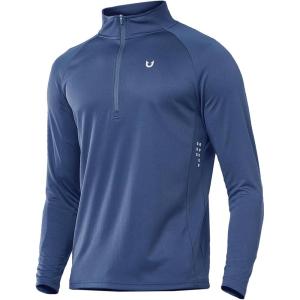 imageNORTHYARD Quarter Zip Pullover Men Running Shirt Long Sleeve Moisture Wicking Quick Dry Athletic Workout ShirtsFederalblue