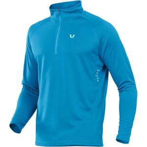 imageNORTHYARD Quarter Zip Pullover Men Running Shirt Long Sleeve Moisture Wicking Quick Dry Athletic Workout ShirtsLakeblue