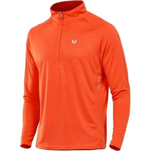 imageNORTHYARD Quarter Zip Pullover Men Running Shirt Long Sleeve Moisture Wicking Quick Dry Athletic Workout ShirtsOrange