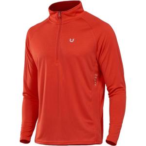 imageNORTHYARD Quarter Zip Pullover Men Running Shirt Long Sleeve Moisture Wicking Quick Dry Athletic Workout ShirtsRed