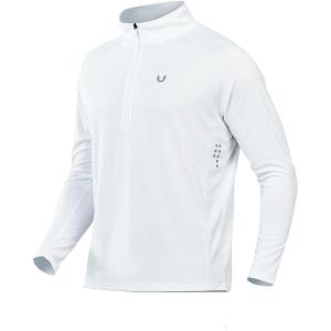 imageNORTHYARD Quarter Zip Pullover Men Running Shirt Long Sleeve Moisture Wicking Quick Dry Athletic Workout ShirtsWhite