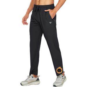 imageNORTHYARD Mens Fleece Lined Pant Winter Warm Sweatpant Wind Cold Weather Pants Running Athletic Workout Gym JoggersBlack