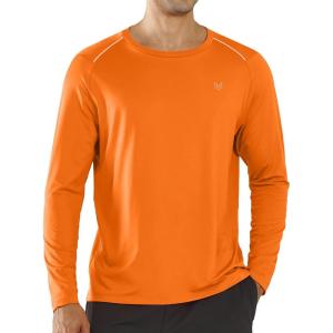 imageNORTHYARD Mens Long Sleeve Running Shirts Quick Dry Athletic Workout Gym Sun Protection UPF 50 Shirt Hiking Swim Rash GuardOrange