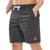 image:imageNORTHYARD Mens Casual ShortsCotton 9 Golf Hiking Drawstring Elastic Waist Work Shorts with Zipper PocketsDarkgrey