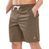 image:imageNORTHYARD Mens Casual ShortsCotton 9 Golf Hiking Drawstring Elastic Waist Work Shorts with Zipper PocketsDeepkhaki