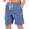 image:imageNORTHYARD Mens Casual ShortsCotton 9 Golf Hiking Drawstring Elastic Waist Work Shorts with Zipper PocketsFederalblue