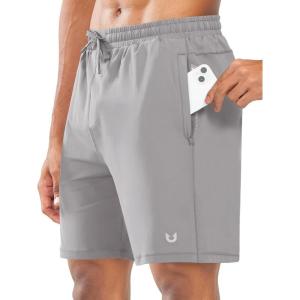 image:imageNORTHYARD Mens 7 Gym Shorts Knit Athletic Tennis Shorts for Men with Zipper Pockets for Workout Athletic TrainingLightgrey