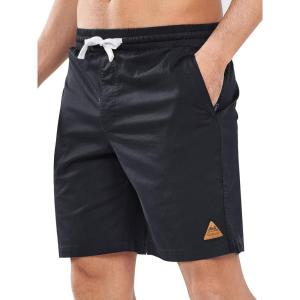 image:imageNORTHYARD Mens Casual ShortsCotton 9 Golf Hiking Drawstring Elastic Waist Work Shorts with Zipper PocketsBlack