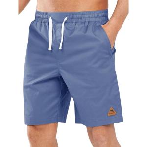 image:imageNORTHYARD Mens Casual ShortsCotton 9 Golf Hiking Drawstring Elastic Waist Work Shorts with Zipper PocketsFederalblue