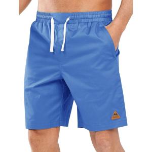 image:imageNORTHYARD Mens Casual ShortsCotton 9 Golf Hiking Drawstring Elastic Waist Work Shorts with Zipper PocketsGreyblue