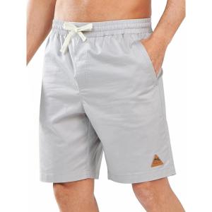 image:imageNORTHYARD Mens Casual ShortsCotton 9 Golf Hiking Drawstring Elastic Waist Work Shorts with Zipper PocketsLightgrey