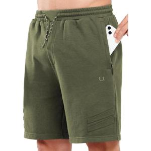 image:imageNORTHYARD Mens Cotton Casual Sweat Shorts Athletic Running Short with Zipper Pockets 7 Workout Gym Lounge for MensArmygreen