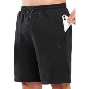 image:imageNORTHYARD Mens Cotton Casual Sweat Shorts Athletic Running Short with Zipper Pockets 7 Workout Gym Lounge for MensBlack