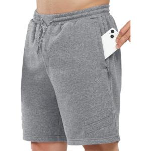 image:imageNORTHYARD Mens Cotton Casual Sweat Shorts Athletic Running Short with Zipper Pockets 7 Workout Gym Lounge for MensMediumgreyheather