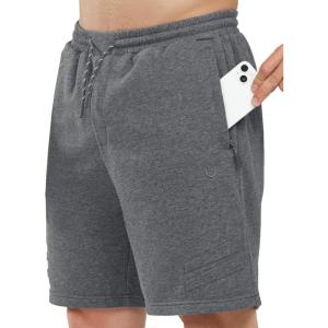 image:imageNORTHYARD Mens Cotton Casual Sweat Shorts Athletic Running Short with Zipper Pockets 7 Workout Gym Lounge for MensSmoke Heather