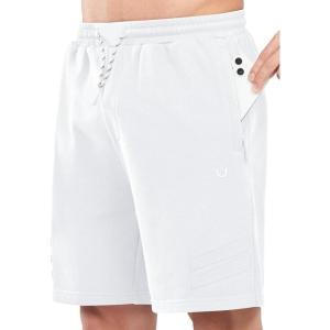 image:imageNORTHYARD Mens Cotton Casual Sweat Shorts Athletic Running Short with Zipper Pockets 7 Workout Gym Lounge for MensWhite