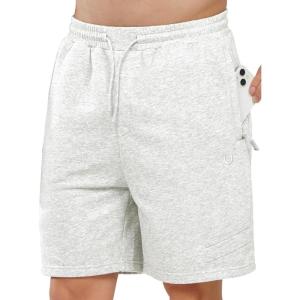image:imageNORTHYARD Mens Cotton Casual Sweat Shorts Athletic Running Short with Zipper Pockets 7 Workout Gym Lounge for MensWhiteheather