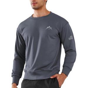 image:imageNORTHYARD Mens Crewneck Sweatshirt Long Sleeve Cotton Sweat Shirt Lightweight Athletic Workout Sport Gym Running SweatshirtsDarkgrey