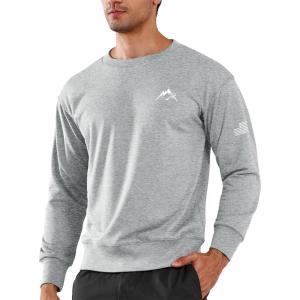 image:imageNORTHYARD Mens Crewneck Sweatshirt Long Sleeve Cotton Sweat Shirt Lightweight Athletic Workout Sport Gym Running SweatshirtsGreyheather