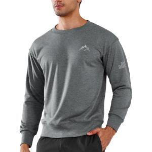 image:imageNORTHYARD Mens Crewneck Sweatshirt Long Sleeve Cotton Sweat Shirt Lightweight Athletic Workout Sport Gym Running SweatshirtsSmokeheather
