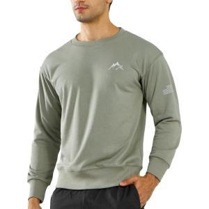 image:imageNORTHYARD Mens Crewneck Sweatshirt Long Sleeve Cotton Sweat Shirt Lightweight Athletic Workout Sport Gym Running SweatshirtsStonegreen