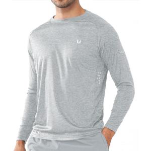 image:imageNORTHYARD Mens Sun Protection Shirts UPF 50 Long Sleeve Swim Rash Guard Shirt Running Workout Athletic Hiking UV FishingGreyheather