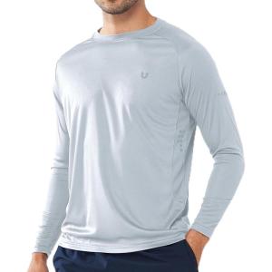 image:imageNORTHYARD Mens Sun Protection Shirts UPF 50 Long Sleeve Swim Rash Guard Shirt Running Workout Athletic Hiking UV FishingLightgrey