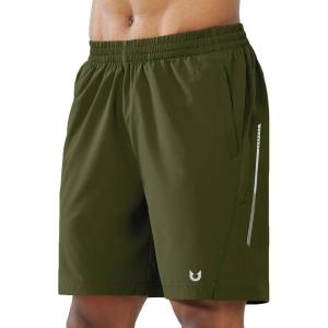 image:imageNORTHYARD Mens 7 Athletic Running Shorts with Zipper Pockets Quick Dry Lightweight Workout Gym ShortArmy Green