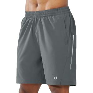 image:imageNORTHYARD Mens 7 Athletic Running Shorts with Zipper Pockets Quick Dry Lightweight Workout Gym ShortSmoke Grey