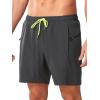 image:imageNORTHYARD Mens Swim Trunks 2 in 1 Swimsuit Swim Shorts Quick Dry 7 Board Short Beach Bathing Swimming Swimwear with PocketsDarkgrey