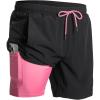 image:imageNORTHYARD Mens Swim Trunks 2 in 1 Swimsuit Swim Shorts Quick Dry 7 Board Short Beach Bathing Swimming Swimwear with PocketsBlack