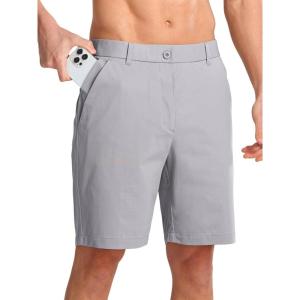 image:imageNORTHYARD Mens Golf Shorts Casual 9 Inch Lightweight Beach Work Dress Shorts with Pockets Elastic WaistLightgrey