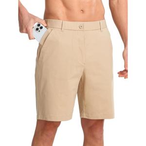 image:imageNORTHYARD Mens Golf Shorts Casual 9 Inch Lightweight Beach Work Dress Shorts with Pockets Elastic WaistLightkhaki