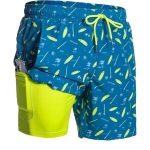 image:imageNORTHYARD Mens Swim Trunks 2 in 1 Swimsuit Swim Shorts Quick Dry 7 Board Short Beach Bathing Swimming Swimwear with PocketsBluesurfboard