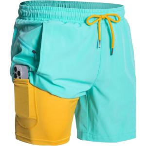 image:imageNORTHYARD Mens Swim Trunks 2 in 1 Swimsuit Swim Shorts Quick Dry 7 Board Short Beach Bathing Swimming Swimwear with PocketsLakeblue