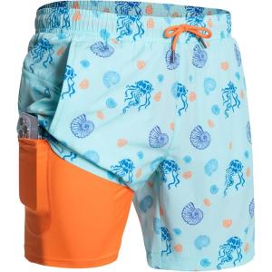 image:imageNORTHYARD Mens Swim Trunks 2 in 1 Swimsuit Swim Shorts Quick Dry 7 Board Short Beach Bathing Swimming Swimwear with PocketsLakeblueseashell
