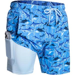 image:imageNORTHYARD Mens Swim Trunks 2 in 1 Swimsuit Swim Shorts Quick Dry 7 Board Short Beach Bathing Swimming Swimwear with PocketsOceanshark