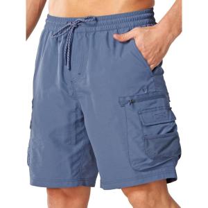 image:imageNORTHYARD Mens Cargo Hiking Shorts 9 Lightweight Quick Dry Athletic Shorts Outdoor Travel Active Fishing with Multi PocketsFederalblue