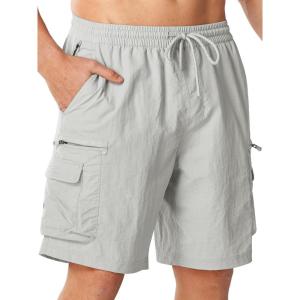 image:imageNORTHYARD Mens Cargo Hiking Shorts 9 Lightweight Quick Dry Athletic Shorts Outdoor Travel Active Fishing with Multi PocketsLightgrey