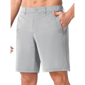 image:imageNORTHYARD Mens Golf Shorts with 6 Pockets 9 Stretch Work Dress Shorts Casual Flat Front Hybrid Short Quick Dry LightweightLightgrey